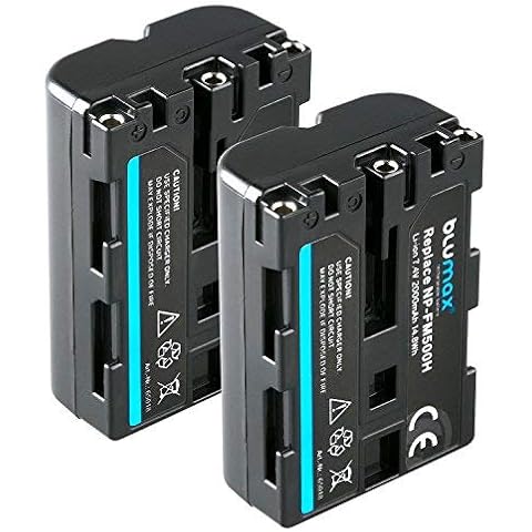 Blumax 2X Akku NP-FM500H | für Sony Kamera Alpha DSLR/SLT Serie EVO II a57 a58 a68 a77/ ii a99 Cover