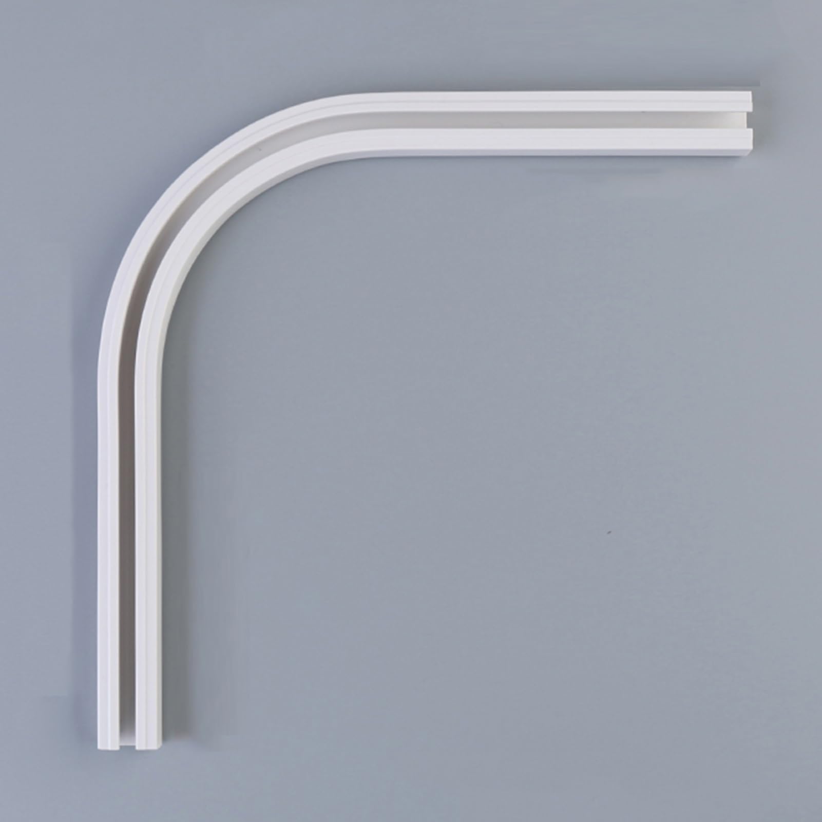 EXCLURA Curtain Track Self Adhesive Ceiling or Wall Curtain Track No Drill, White Plastic Curtain Rail Rods for Windows, No Damage Curtain Tracks for RV, Trailer, Home(Ceiling mount,90° curved rail)