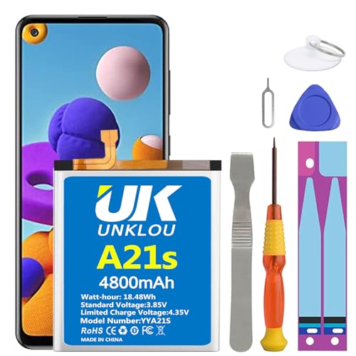 UNKLOU Galaxy A21s Battery, (Upgraded) 4800mAh Li-Polymer EB-BA217ABY Replacement Battery Compatible wit Samsung Galaxy A21s SM-A217F A12 SM-A125F SM-A125M SM-A125U with Repair Tool Kit