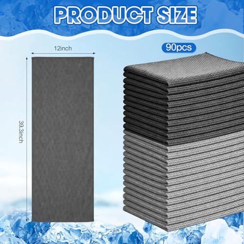 Image of Redbaker 90 Pcs Cooling Towels Bulk for Neck Face 40 inchx12 inch,Grey