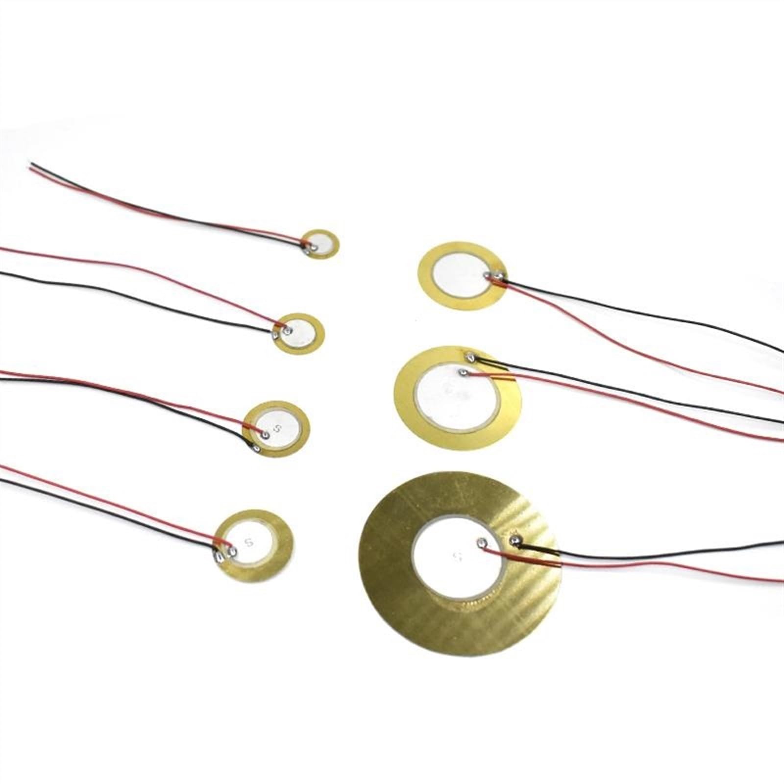 WUZDPRCJ 10pcs 12/15/18/20/27/35MM/50MM Buzze Piezoelectric Piezo Ceramic Copper Sheet Sounder Sensor Trigger Drum Disc with Copper Wire(12MM)