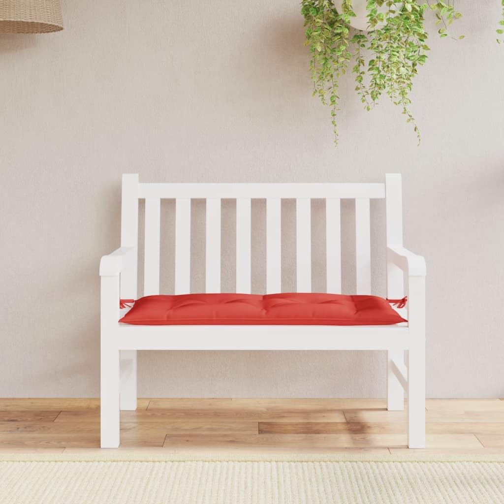 Coussin de banc de jardin, rouge, 110 x 50 x 7 cm, tissu Oxford, rembourré, doux, antidérapant, pour chaise de jardin, terrasse, balcon, intérieur et extérieur, coussin de siège ergonomique