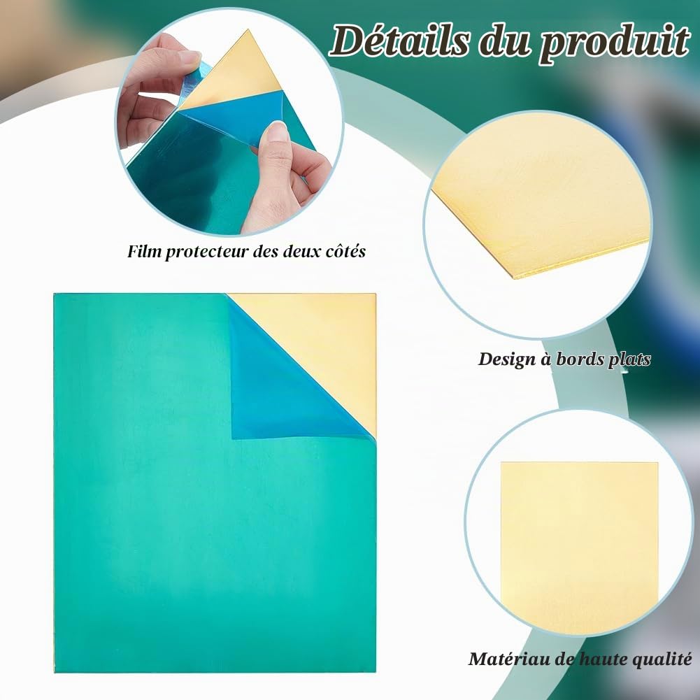 PH PandaHall 2pcs Feuille de Laiton 200x250mm Plaque Laiton 0.5mm Épaisseur, Feuilles de Plaques Plaque de Feuille Mince en Métal pour Bijoux Réparation Électrique Industrie, Amélioration de L'Habitat