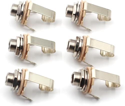 12 Pack 1/4 Inch Mono Jack for Electric Guitar Bass, 6.35mm Panel Mount Audio Jack Replacement with Copper Nickel-Plated Alloy Contacts, Universal Instrument Jack Socket Kit