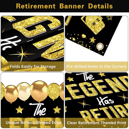 Retirement Party Decorations, Retirement Banner for Men Women by Uiorgui - Used condition - Image 3