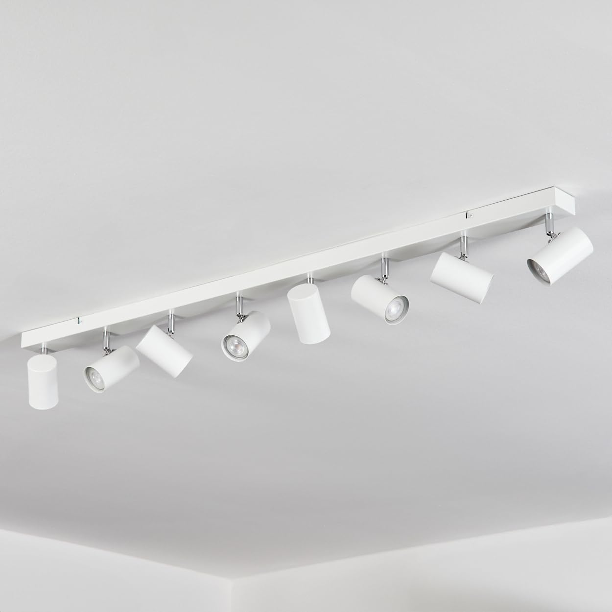 Plafoniera Gesteira HOFSTEIN, plafoniera a 8 luci in metallo bianco/cromato, lampada dal design moderno con paralumi regolabili, GU10, sala da pranzo, soggiorno, cucina, camera da letto, corridoio