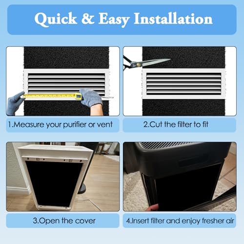 Image of Activated Carbon Air Filter Sheet, Cut to Fit, 16 inch x 48 inch | Activated Carbon Filter Material, Cut to Fit Different Sizes, Helps Control Odors, For Air Purifiers, Furnaces And AC Systems