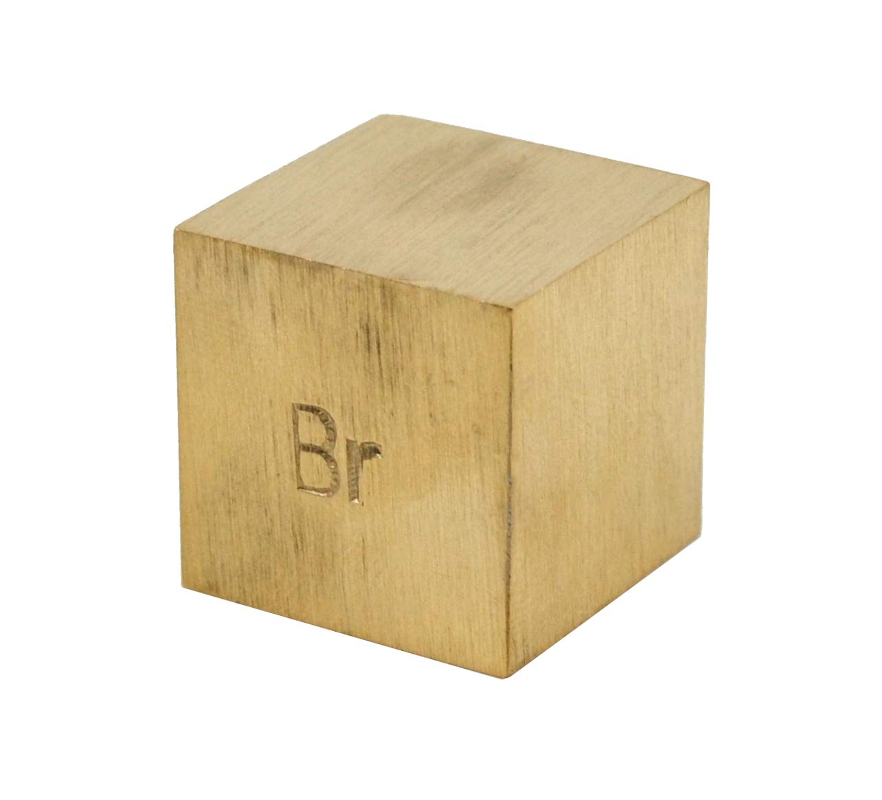 EISCO Density Cube, Brass (Br) with Element Stamp 0.8 Inch (20mm) Sides for Density