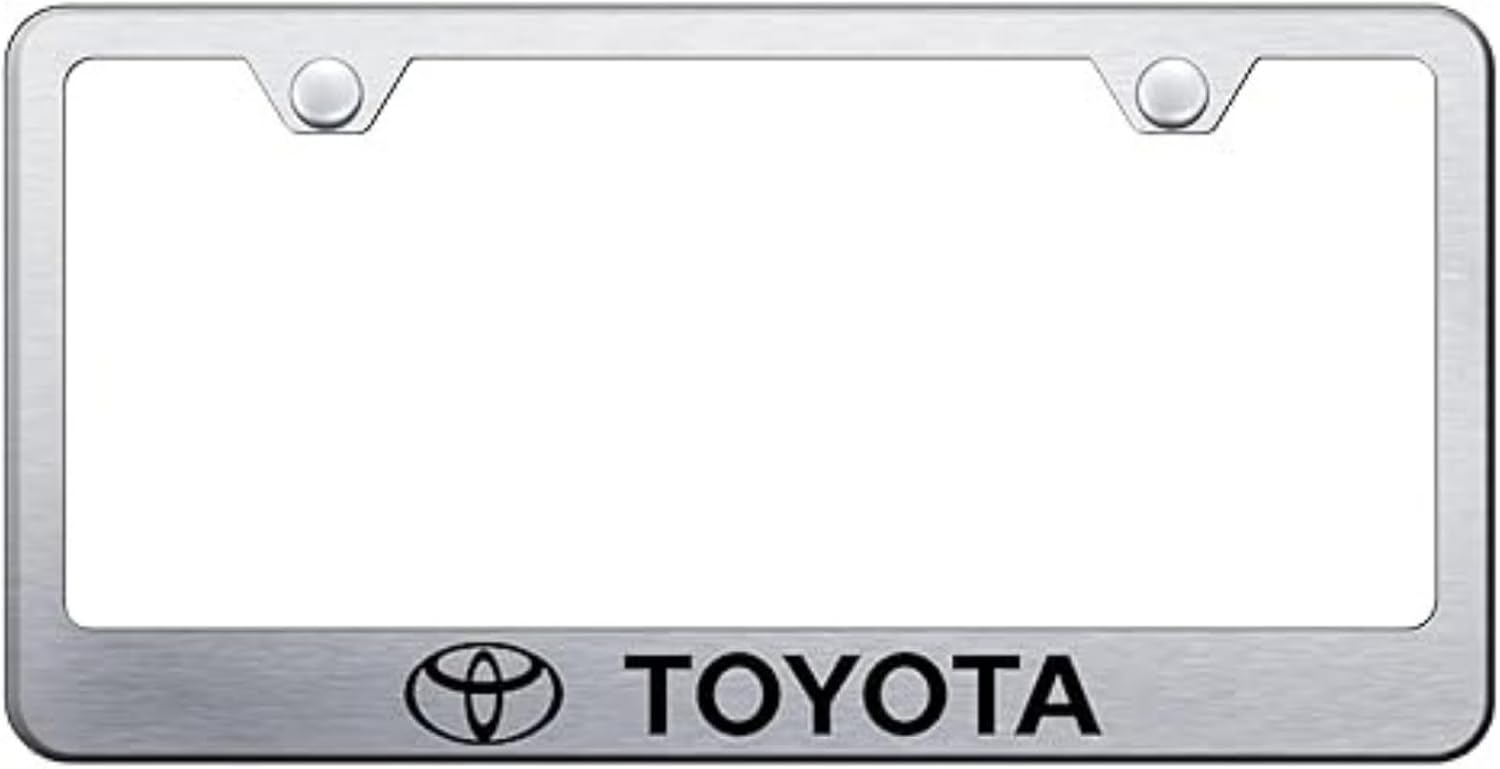 Au-TOMOTIVE GOLD, INC. Officially Licensed Laser Etched Stainless Steel License Plate Frame for Toyota (Brushed)