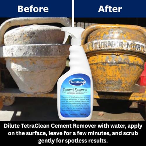 Image of TetraClean Cement Remover Spray 500ml - Heavy-Duty White Cement, Grout & Efflorescence Cleaner | Industrial-Strength Concrete Dissolver, pH Neutral