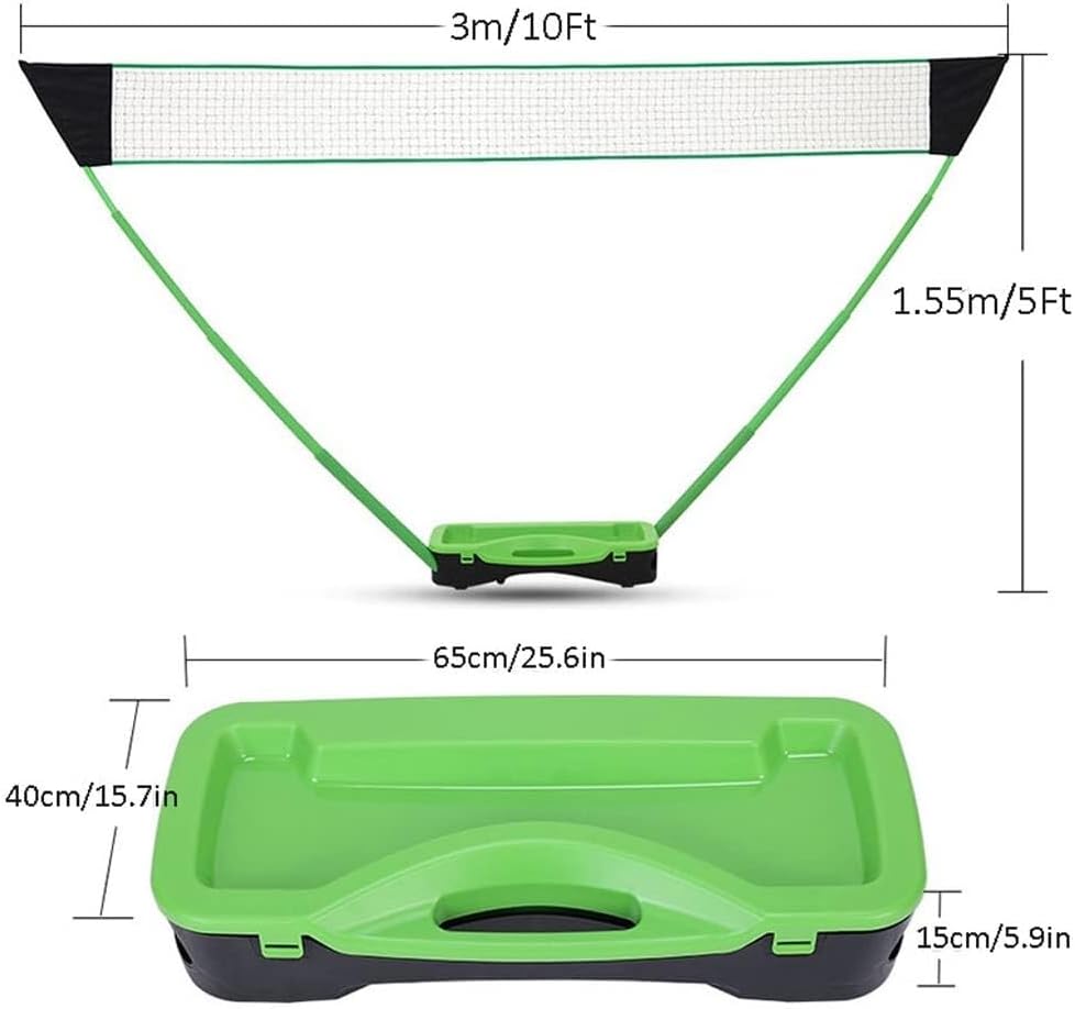 Complete Badminton Set with Portable Net, 2 Rackets, Shuttlecocks, Folding Volleyball Tennis Net for Outdoor Courtyard, Beach, Park (Red) (Red)