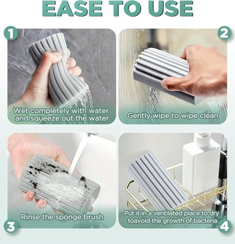 Image of Dusting Sponge Duster, Grey Dust Cleaning Sponge, Reusable Household Cleaning Sponge Tool for Blinds