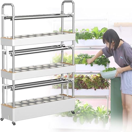 Sistema de cultivo hidropónico, kit de jardín interior para hierbas, frutas, verduras, espacios de plantación multicapa, configuración hidropónica de PVC