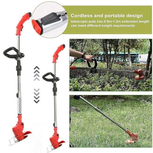 Weed Wacker, Weed Eater Cordless with Metal Blade, Battery Powered String Trimmer, Lightweight Grass Cutter for Garden and Yard, String Trimmer Cordless, Edger & Weed Trimmer with Batteries & Charger