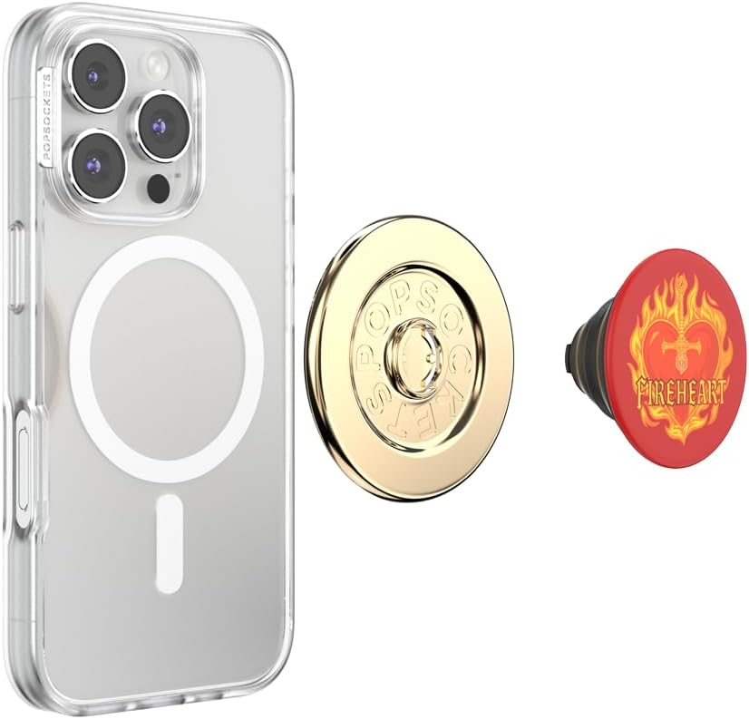 PopSockets Round Phone Grip Compatible with MagSafe, Adapter Ring Included, Phone Holder, Wireless Charging Compatible, Throne of Glass - Fireheart