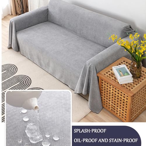 Housse canapé d'angle gris 180x230 universelle et modulable