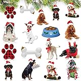 Kathfly 36 Pcs Dog Ornaments for Christmas Tree Wooden Dog Christmas Ornaments Xmas Hanging Decorations for Funny Puppy Lovers Gift Home Decor
