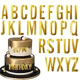 Rsstarxi 2 Pack Golden Alphabet Cake Topper A-Z Mirrored Acrylic Letters Cake Pick Personalized Name DIY Cake Decorations for Baby Shower Wedding Birthday Anniversary Party Cake Supplies