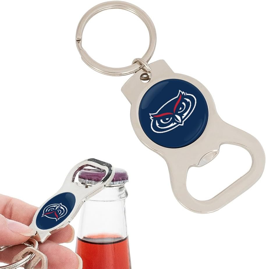 Desert Cactus Florida Atlantic University Bottle Opener Keychain Car Keys (Silver Bottle)