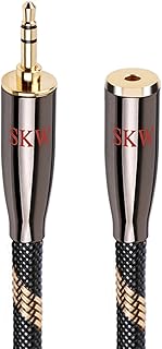 SKW Durable AUX Extension Cord, Pure Audio Transmission, 3.5mm Aux Jack Audio Extension Cable, Double Shielded Braided Male to Female Aux Adapter 3ft/1m