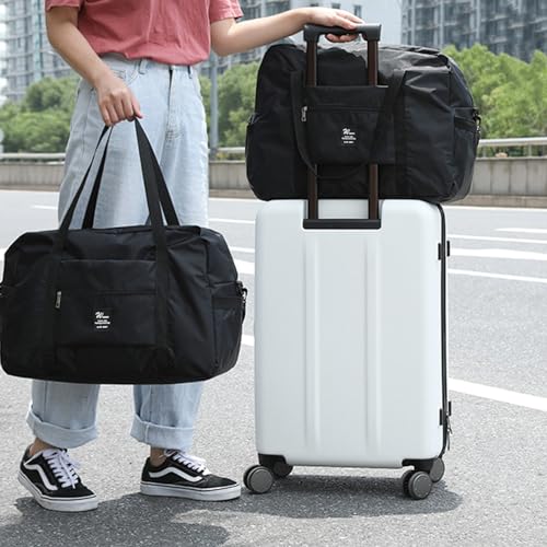INVODA Travel Bag Carry on Duffle Bag Tote Spirit Airlines Personal Item Bag Shoulder Weekender Overnight Bag Waterproof Sports Gym Bag for Women and Men (Black)4