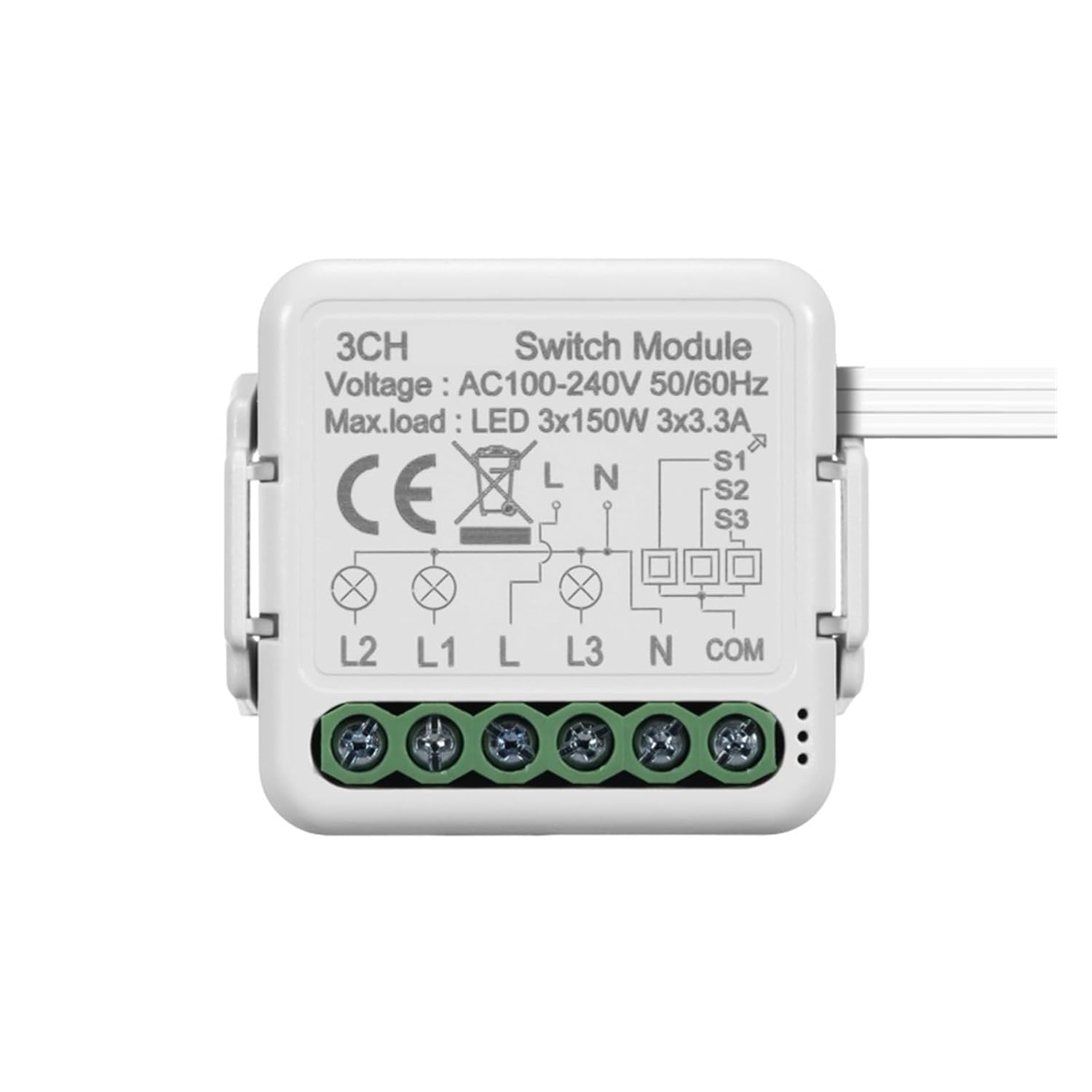 Circuit Breaker Switch Module 10A 100-240V 1/2/3/4 Groups LED dimmer LED Controller(3-Gang)