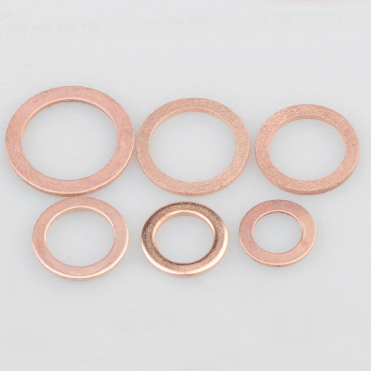 Kit d'assortiment de joints d'étanchéité à anneau plat en cuivre M5 M6 M8 M10 M12 M14 pour bouchons de vidange d'eau 200/300 pièces-300 pièces