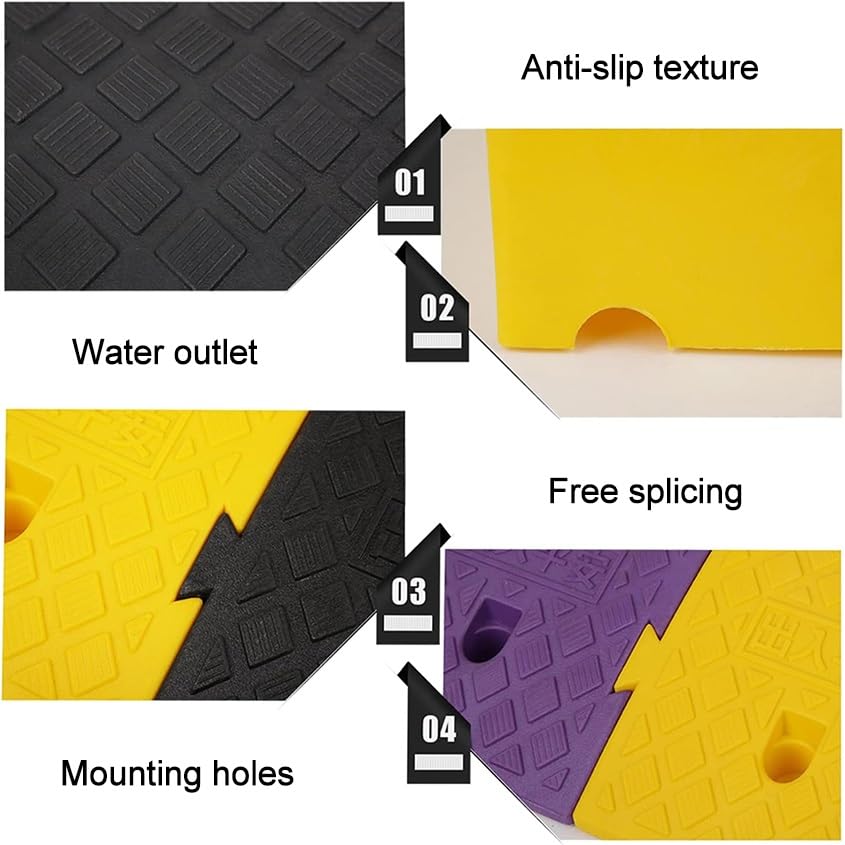 Ramp, Step Mat, Slope Mat, Threshold Ramp, para silla de ruedas, aceras y rampas de acceso, Color rojo miniatura 3