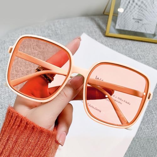 Gradient Jelly Colour Large Frame Square Sunglasses UV Protection Sunglasses，Jelly Pink2