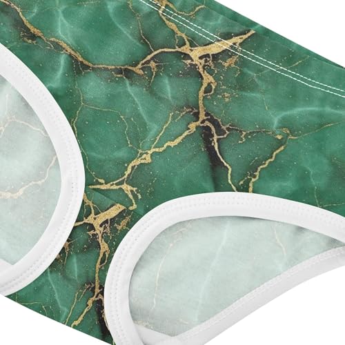 Cotton Girls Underwear Toddlers Emerald Green Marble Gold Veins Girl Panties Cute Funny Kids Undies Briefs 2t4