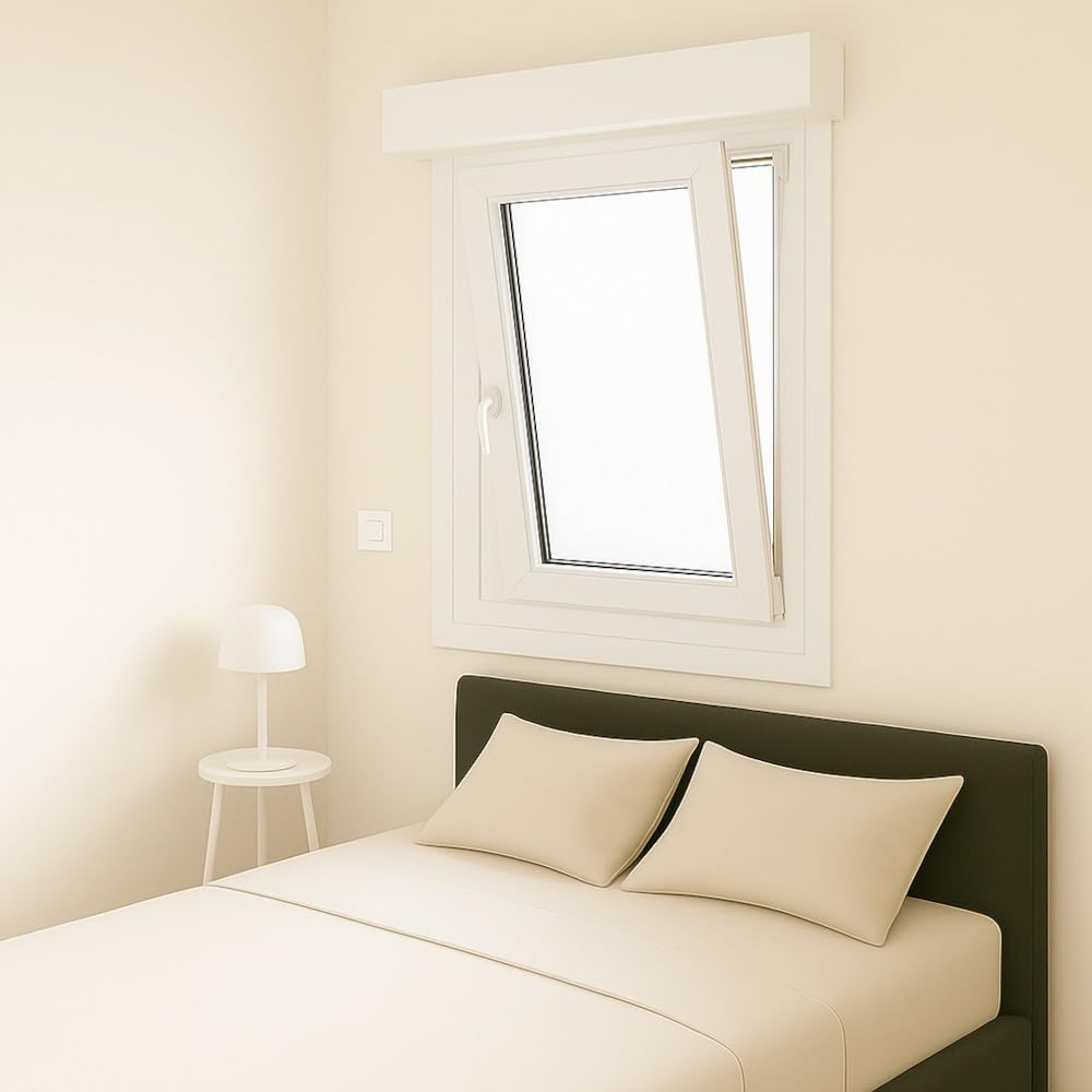 Fenêtre PVC blanc 1 vantail avec volet roulant électrique dimensions tableau H 105 x L 80 cm tirant droit oscillo battant pour pose en neuf - GEFRADIS - fabrication française