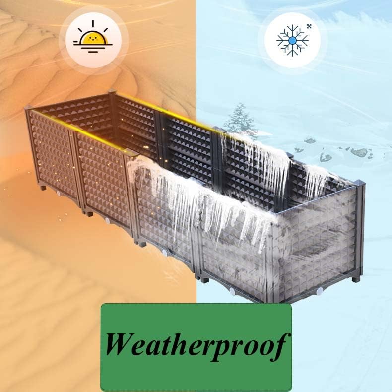 Miniatura 3 de YSUEFIJO Cama de jardín elevada caja de macetas para exteriores con diseño de agua y agujeros de drenaje contenedor elevado para plantar flores de