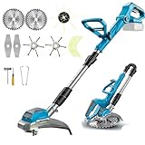 panthem Akku Rasentrimmer Rasenkantenschneider Freischneider für Makita 18V (ohne Akkus), 4 in 1 Unkrautbürste Metallklinge und Faden, Verstellbarer Kopf Rasenmäher Teleskopgriff Bürstenloser Motor