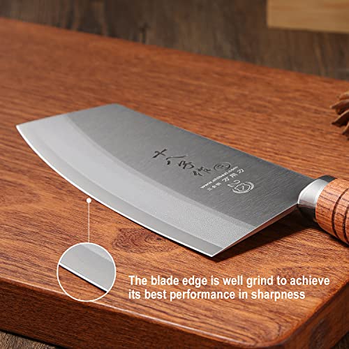 Shi Ba Zi Zuo Chef Knife Chinese Vegetable Cleaver For Kitchen Superior Class 7-Inch Stainless Steel Knife With Ergonomic Design Comfortable Wooden Handle #TOP3