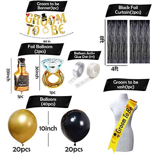 Image of Party Propz Groom To Be Decoration Set- Huge Combo of 48 Pcs | Ring Balloon with Groom To Be Banner and Sash | Bachelorette Party Decorations for Groom | Groom Kit for Men Wedding | Metallic Balloons