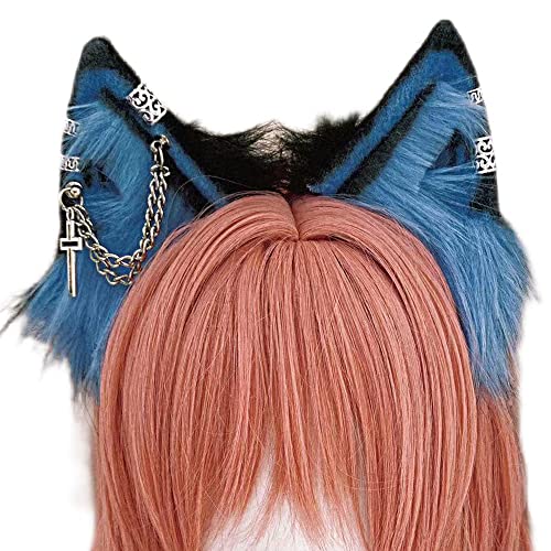 Image of VIGVAN Handmade Wolf Fox Ears Animal Cosplay Cute Head Accessories for Halloween