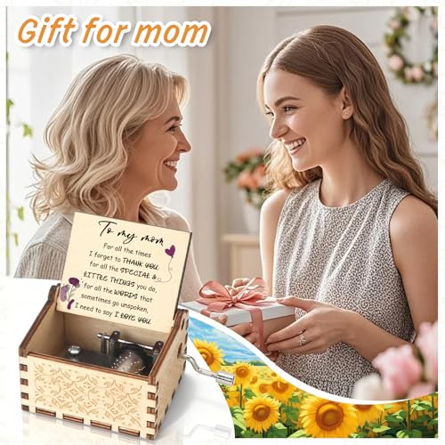 Caja de música de madera de HUHALLI un regalo de flores para mamá 7