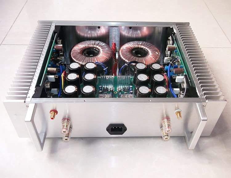 Top-down view of the internal components of the amplifier