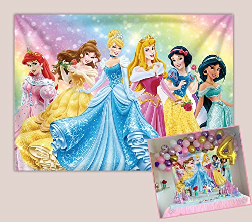 XZH Princesa Cumpleaños Fondo Rosa Princesa Tema Fiesta De Cumpleaños Suministros De Decoración De Ducha Niña Suministros 1.5x0 Cover