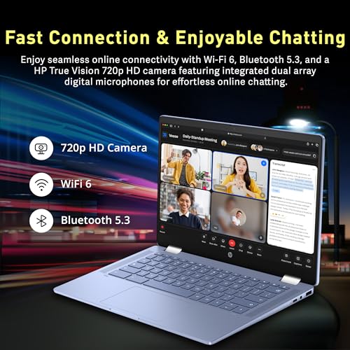 Image of HP Chromebook x360 14 inch FHD Touchscreen Laptop, Intel Processor N100, 4GB RAM, 224GB Storage(64GB eMMC+160GB Docking Station Set), Intel UHD Graphics, 720p HD Camera, Wi-Fi 6, Chrome OS, Sky Blue
