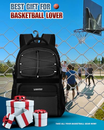 image for LOINTET Basketball Bag Backpack with Ball Holder Shoes Compartment, La