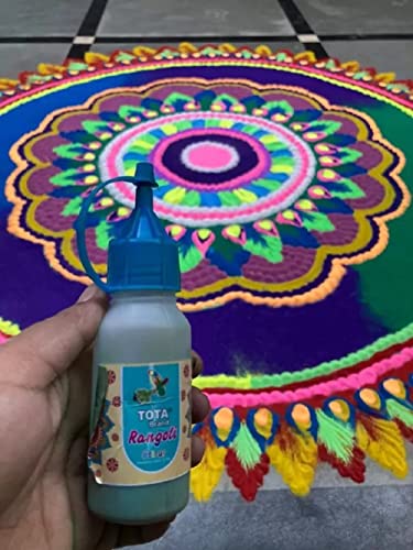 Image of TOTA Rangoli Colour Powder Bottles Kolam Rangoli Powder for Floor Rangoli, Art,Home Decor, Pooja Set of 10 Rangoli Colors in Plastic Squeeze Bottles - 800 Gm, Multicolour