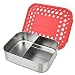 LunchBots Medium Trio II Snack Container - Divided Stainless Steel Food Container - Three Sections for Snacks On the Go - Eco-Friendly, Dishwasher Safe, BPA-Free - Stainless Lid - Red Dots