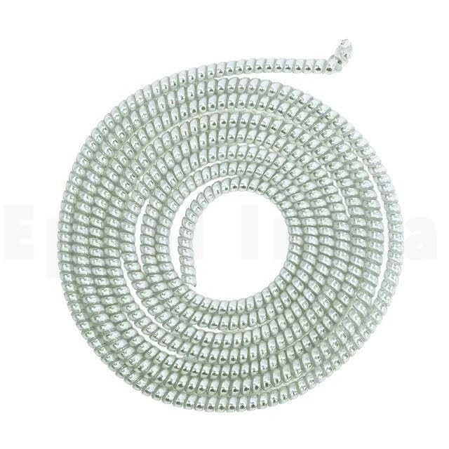 Image of J'TTON Spiral Metallic Color (2 Pcs) 1.4 Meters Each-Full Size Cord Charger Protector Winder for iPhone & Android USB Charging Cable, Earphones, Lightning (Silver)