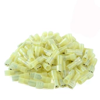 500 Pcs XHF Yellow Nylon Female Spade Connectors 12-10 AWG Quick Disconnect Wire Terminals Insulated Wire Crimp Connectors