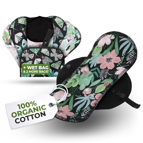 Organic Cotton Reusable Panty Liners for Women & Teens (Small 7-Pack) – 100% Breathable & High-Temp Washable Cloth Panty Liners for Vaginal Discharge only – Gentle on Skin, Stay Fresh & Dry Daily