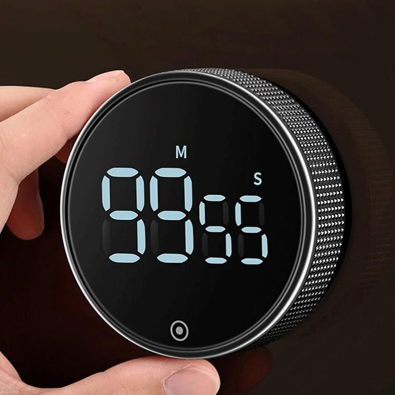 Minuterie rotative LED de cuisine magnétique : minuteur de cuisson LCD de perspective