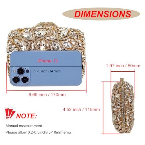Image of Colorful Crystal Clutch Box Handbag Women Sparkling Evening Bags for Wedding Party Prom Purse