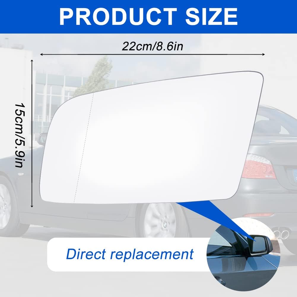 ELNas Cristal Espejo Retrovisor Calefactable para BMW E60 E61 E63 E64 2001–2010 | Vidrio Lateral Gran Angular | Antivaho y Antideslumbrante | Repuesto Retrovisor,Left