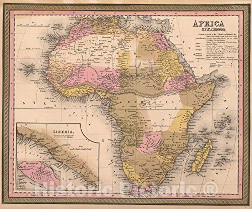 Historic Map : 1850 Africa. - Vintage Wall Art - 24in x 20in